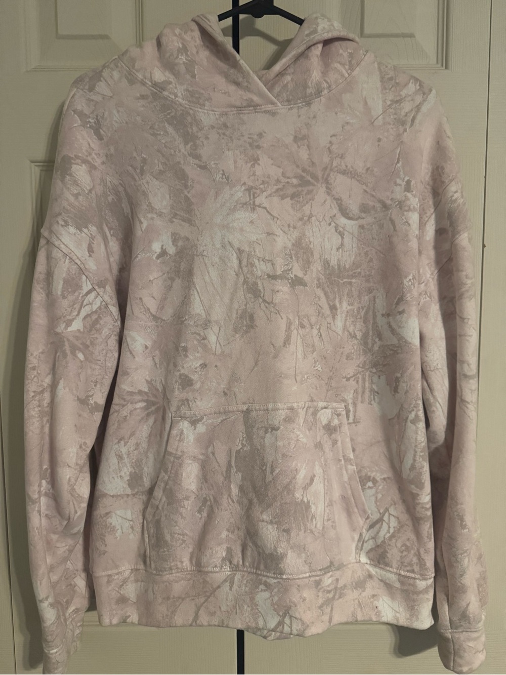 Hollister Women's Pale Pink Marbled Hooded Sweatshirt